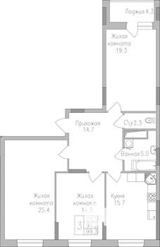 3-к квартира, вторичка, 99м2, 9/19 этаж