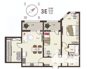 3-к квартира, вторичка, 72м2, 12/18 этаж