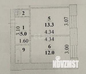 2-к квартира, вторичка, 37м2, 9/9 этаж