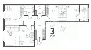 3-к квартира, вторичка, 64м2, 11/17 этаж