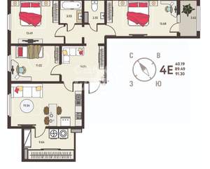 3-к квартира, вторичка, 91м2, 5/18 этаж