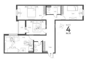 3-к квартира, вторичка, 86м2, 15/17 этаж