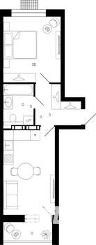 1-к квартира, вторичка, 43м2, 2/18 этаж