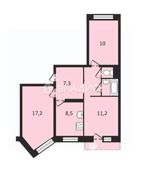 3-к квартира, вторичка, 62м2, 9/10 этаж