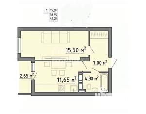 1-к квартира, вторичка, 41м2, 7/19 этаж