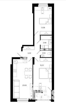 3-к квартира, вторичка, 63м2, 23/23 этаж