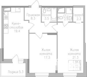 2-к квартира, вторичка, 77м2, 4/17 этаж