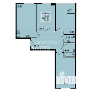 3-к квартира, сданный дом, 89м2, 16/17 этаж
