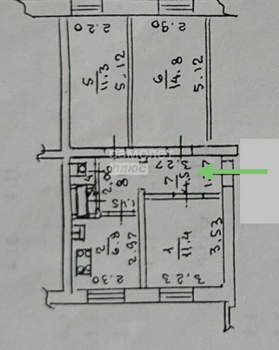 2-к квартира, вторичка, 53м2, 3/3 этаж