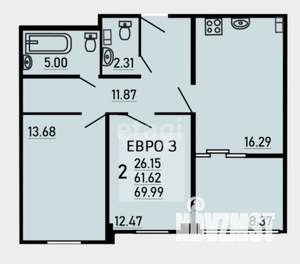 3-к квартира, вторичка, 70м2, 6/25 этаж