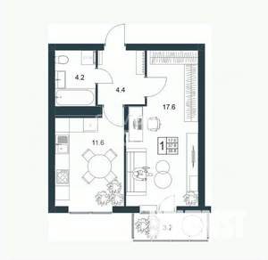 1-к квартира, вторичка, 39м2, 18/19 этаж