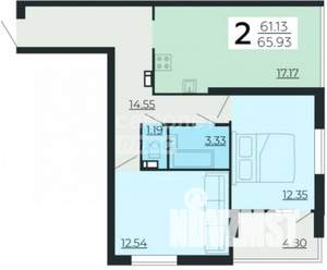 4-к квартира, вторичка, 66м2, 16/24 этаж