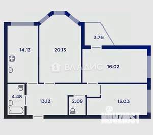3-к квартира, сданный дом, 85м2, 17/17 этаж
