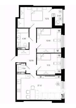 3-к квартира, вторичка, 81м2, 11/23 этаж