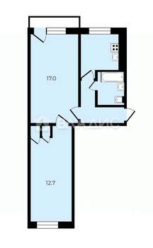 2-к квартира, вторичка, 43м2, 4/5 этаж