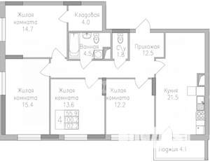 4-к квартира, вторичка, 102м2, 9/17 этаж