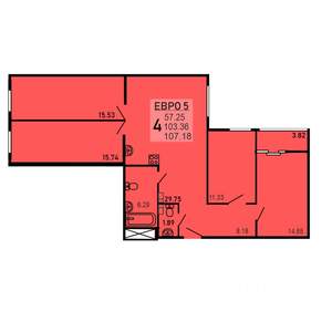4-к квартира, вторичка, 107м2, 25/25 этаж