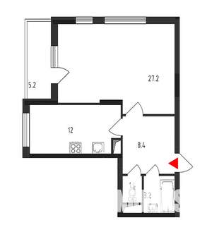 1-к квартира, вторичка, 55м2, 9/17 этаж
