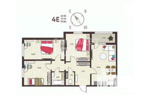 4-к квартира, строящийся дом, 80м2, 13/18 этаж