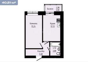1-к квартира, вторичка, 40м2, 3/17 этаж