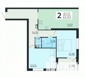 3-к квартира, вторичка, 66м2, 2/24 этаж