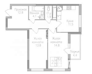 2-к квартира, вторичка, 61м2, 10/19 этаж