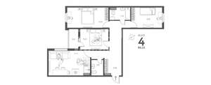 4-к квартира, вторичка, 86м2, 12/17 этаж