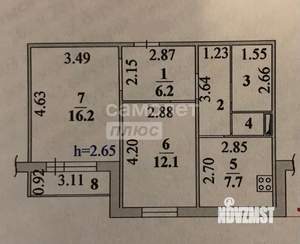 2-к квартира, вторичка, 52м2, 3/10 этаж