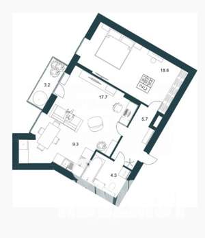 2-к квартира, вторичка, 57м2, 15/19 этаж