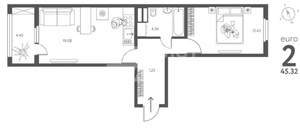 1-к квартира, вторичка, 45м2, 12/17 этаж