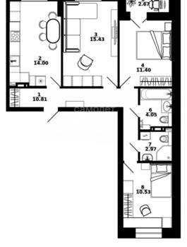 3-к квартира, вторичка, 74м2, 15/17 этаж