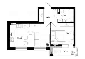 1-к квартира, вторичка, 42м2, 8/10 этаж