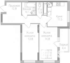 2-к квартира, вторичка, 62м2, 4/19 этаж