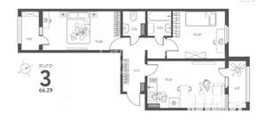 3-к квартира, вторичка, 66м2, 9/17 этаж