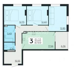 3-к квартира, вторичка, 88м2, 8/25 этаж