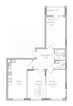 3-к квартира, вторичка, 98м2, 7/17 этаж