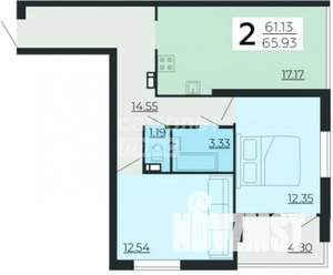 4-к квартира, вторичка, 66м2, 16/24 этаж