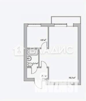1-к квартира, вторичка, 29м2, 4/5 этаж