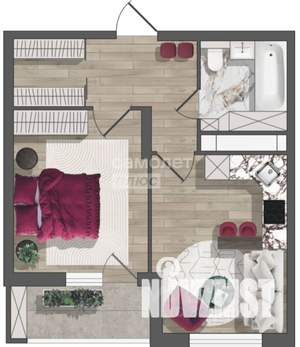 1-к квартира, вторичка, 42м2, 5/19 этаж