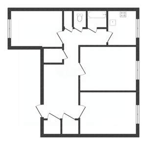 3-к квартира, вторичка, 35м2, 2/4 этаж