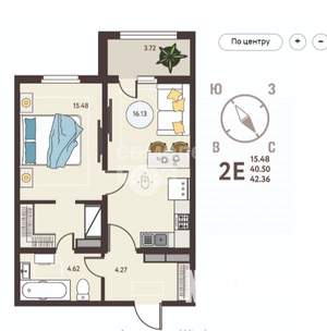1-к квартира, вторичка, 42м2, 16/18 этаж