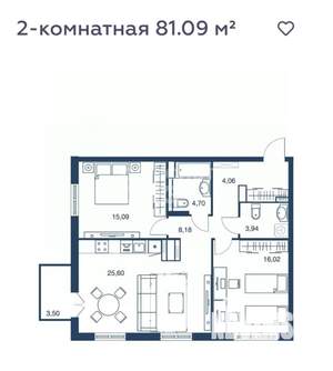 3-к квартира, сданный дом, 78м2, 17/25 этаж