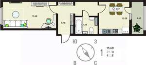 1-к квартира, вторичка, 41м2, 3/18 этаж