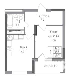 1-к квартира, вторичка, 40м2, 3/17 этаж