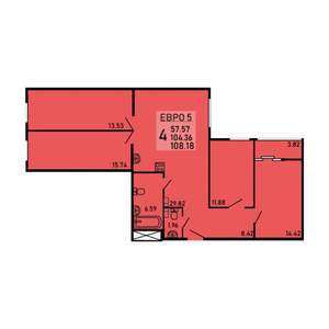 4-к квартира, вторичка, 108м2, 13/25 этаж