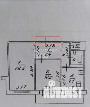 2-к квартира, вторичка, 50м2, 9/9 этаж