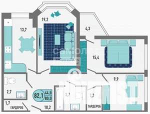 3-к квартира, сданный дом, 82м2, 16/18 этаж