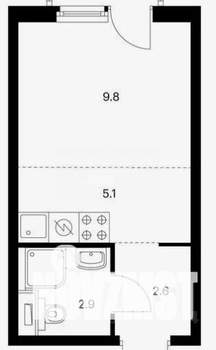 Студия квартира, вторичка, 13м2, 5/5 этаж