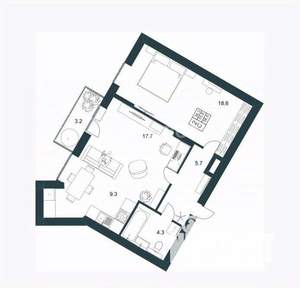 2-к квартира, вторичка, 57м2, 15/19 этаж