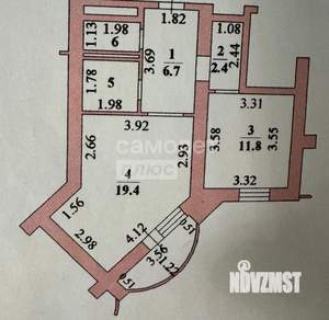 1-к квартира, вторичка, 46м2, 10/15 этаж